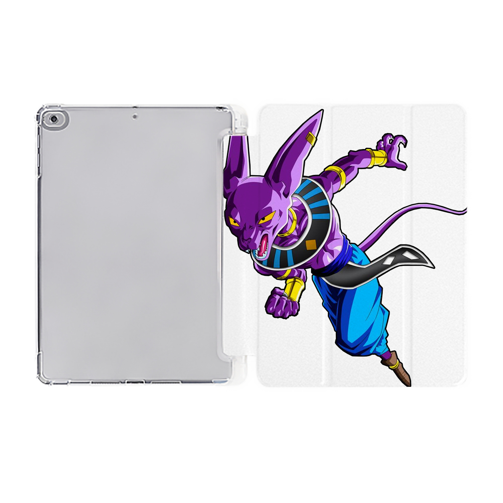 （画像用） ドラゴンボール ビルス 破壊神ビルス DRAGON BALL Beerus Birusu IPad ケース ペン収納付き 三つ折りスタンド PUレザー×シリコン 対応機種9.5/10.5/10.9インチ